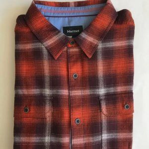 Marmot Jasper Cool Max Midweight UPF 50 Flannel Long Sleeve Button Down Shirt